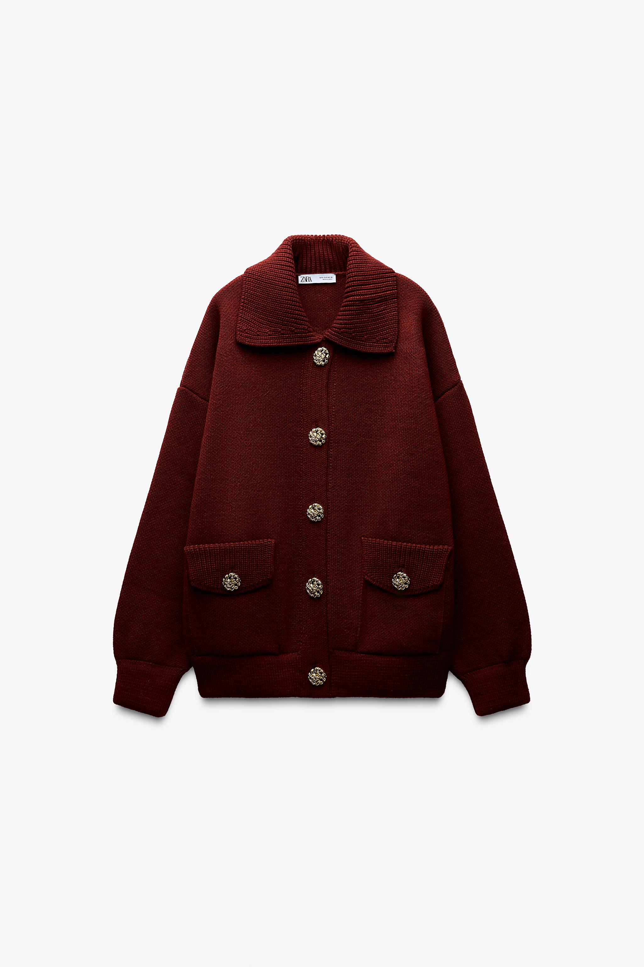 オーバーサイズニットカーディガン - バーガンディ | ZARA Japan