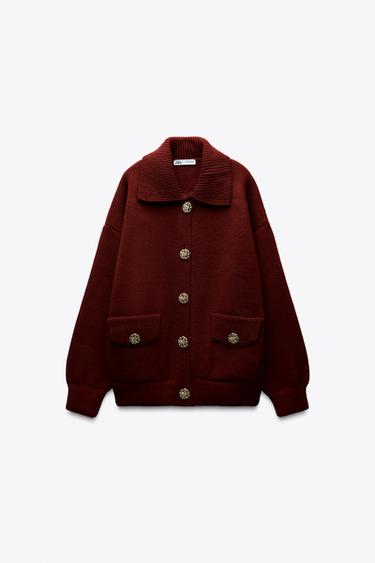 GILET EN MAILLE OVERSIZE - Bordeaux de Zara - Image 4