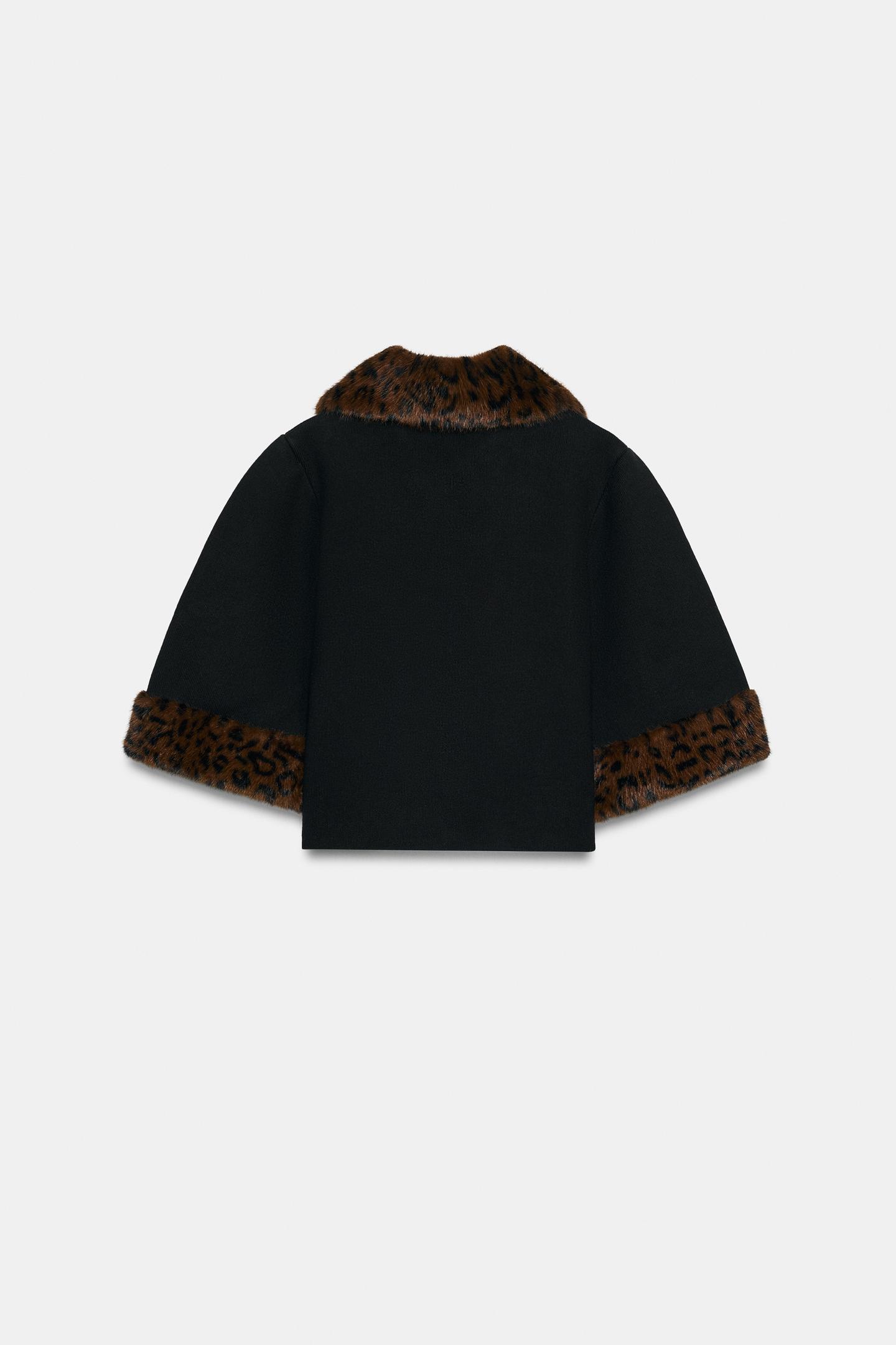 Женский кардиган Zara Short Knit with Detachable Lapel, цвет: Чёрный — фото 9