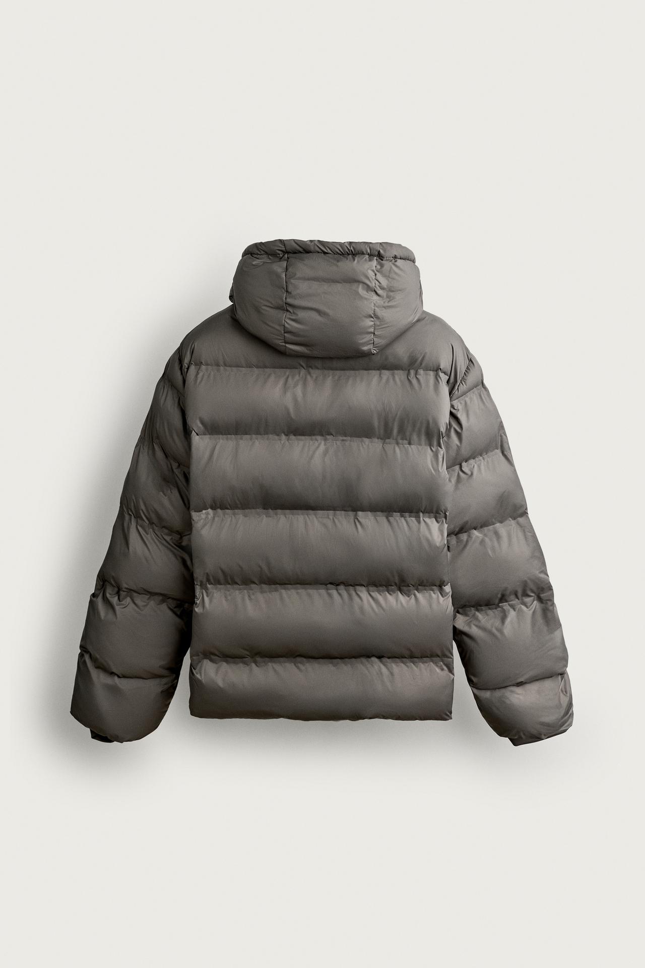 PADDED HOODIE JACKET — Charcoal gray
