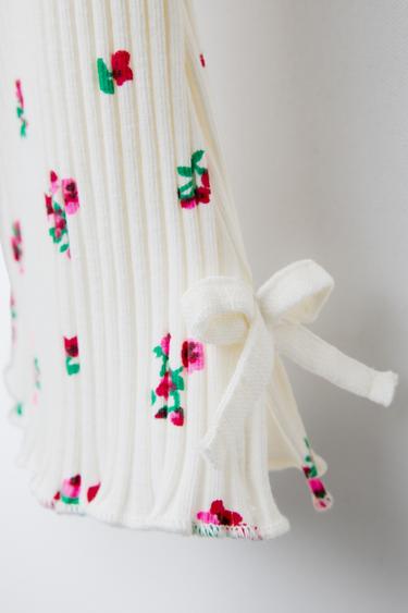 PRINTED FLARE RIBBED LEGGINGS - Ecru by Zara - Image 3