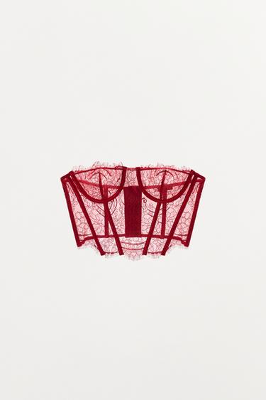 LACE UNDERWIRE CORSET - Red by Zara