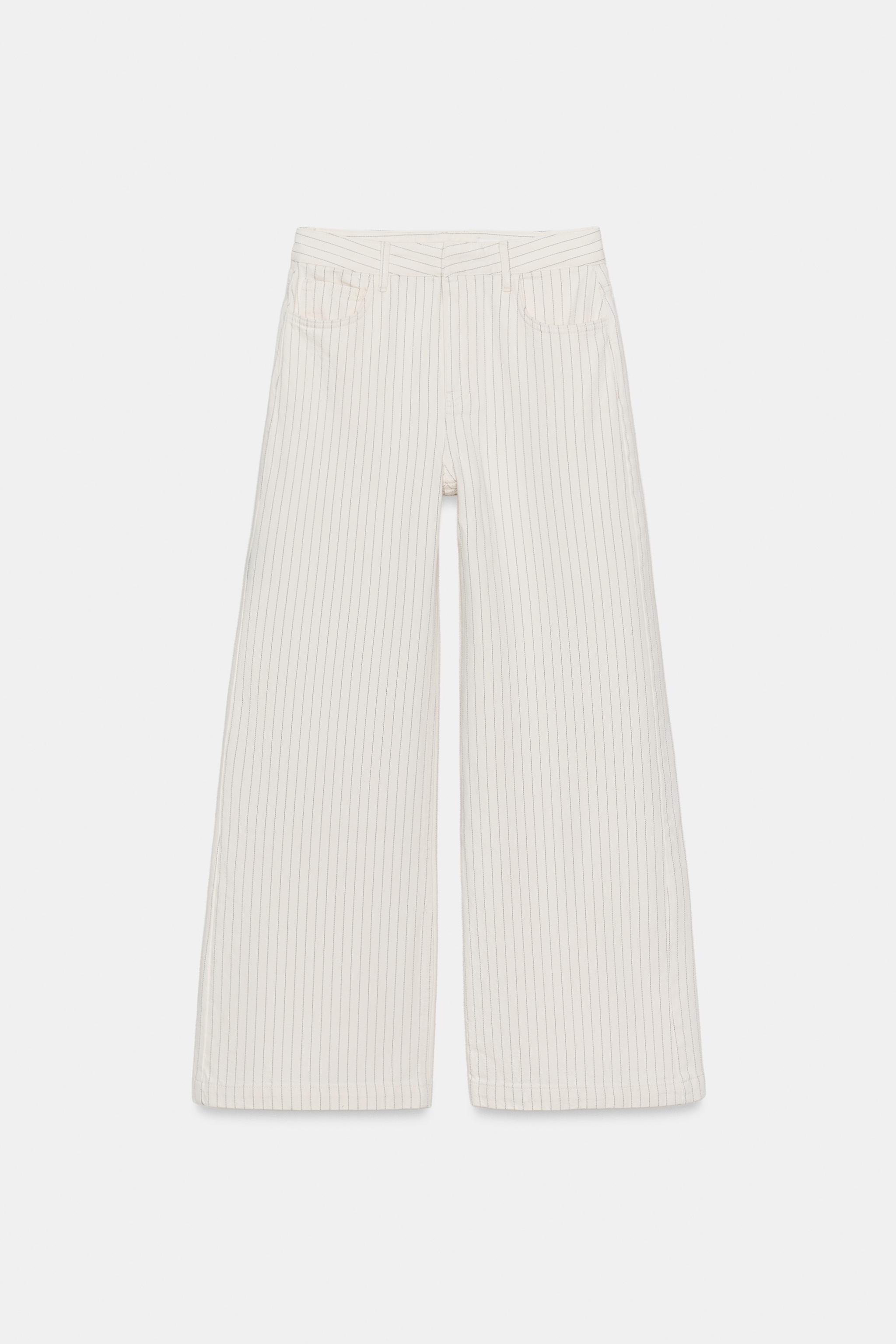 ZW COLLECTION HIGH-WAIST STRIPED WIDE-LEG JEANS