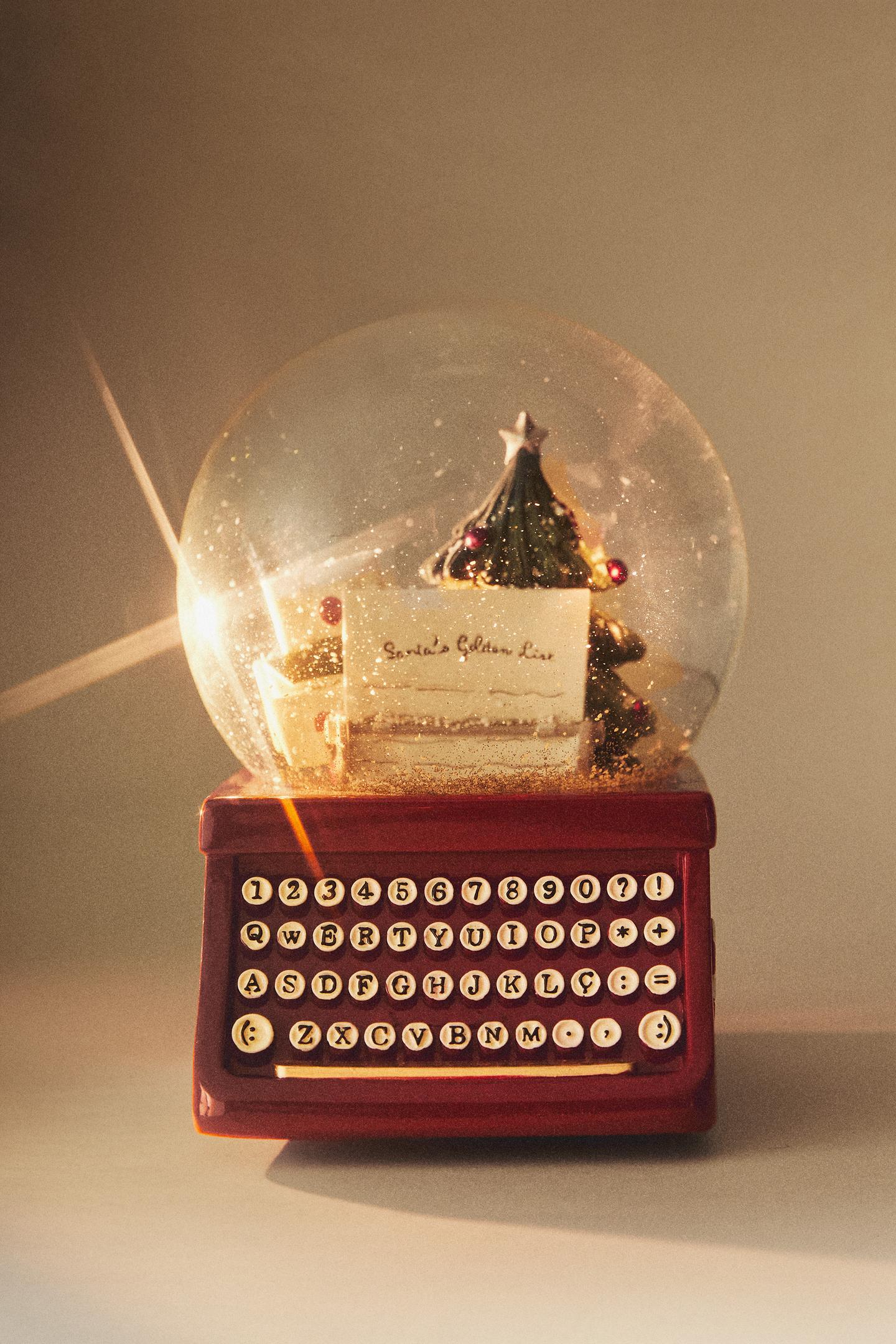 Zara Christmas Typewriter Snow Globe Decoration, цвет: Разноцветный — фото 5