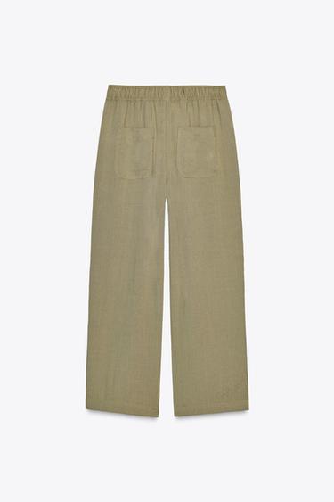 RUSTIC TROUSERS WITH ELASTIC WAIST - Khaki by Zara - Image 6