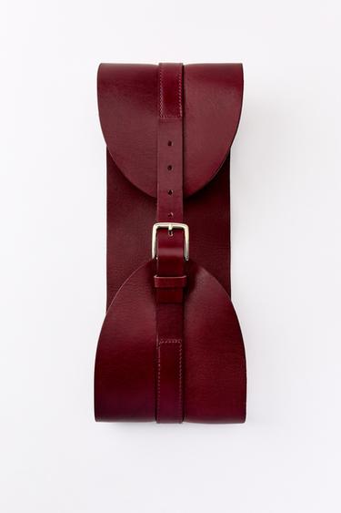 CINTURÓN FAJÍN PIEL - Rojo oscuro de Zara