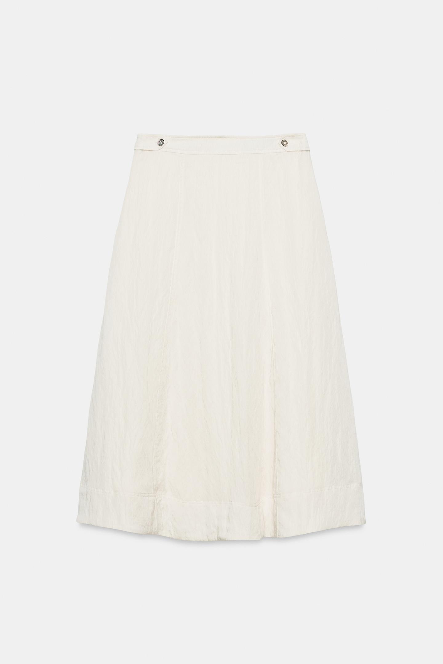 Женская юбка Zara Crinkle-Effect MIDI, цвет: Экрю — фото 7