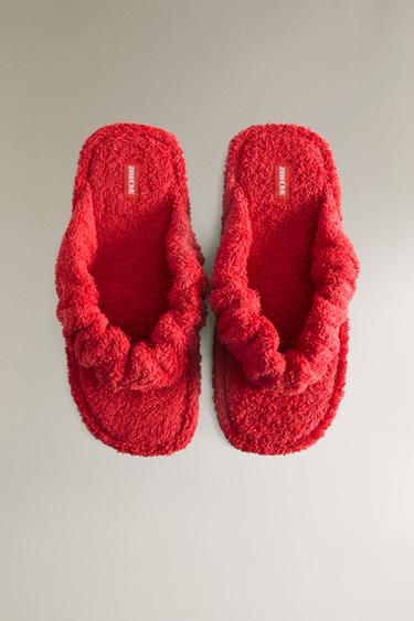 FLAT TERRY SANDALS - Red by Zara - Image 2
