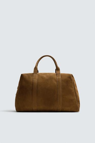 Zara LIMITED EDITION LEATHER TRAVEL BAG - Brown