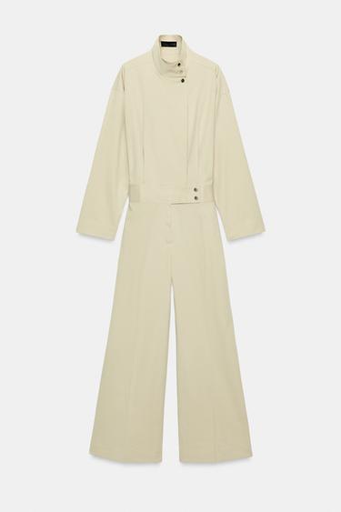 POPLIN JUMPSUIT - Light beige by Zara - Image 0
