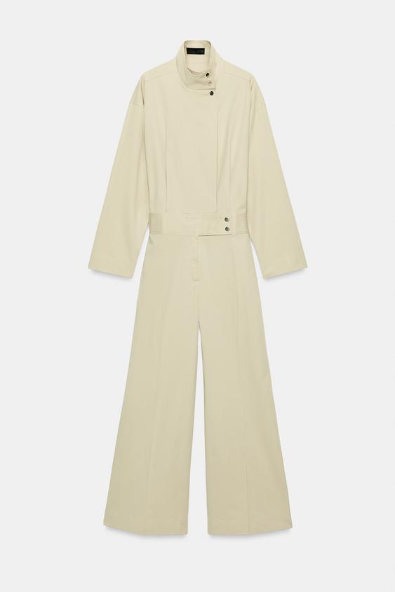 POPLIN JUMPSUIT - Light beige by Zara - Image 0