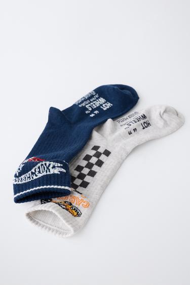 2-PACK OF HOT WHEELS MATTEL © MID-CALF SOCKS — White 2