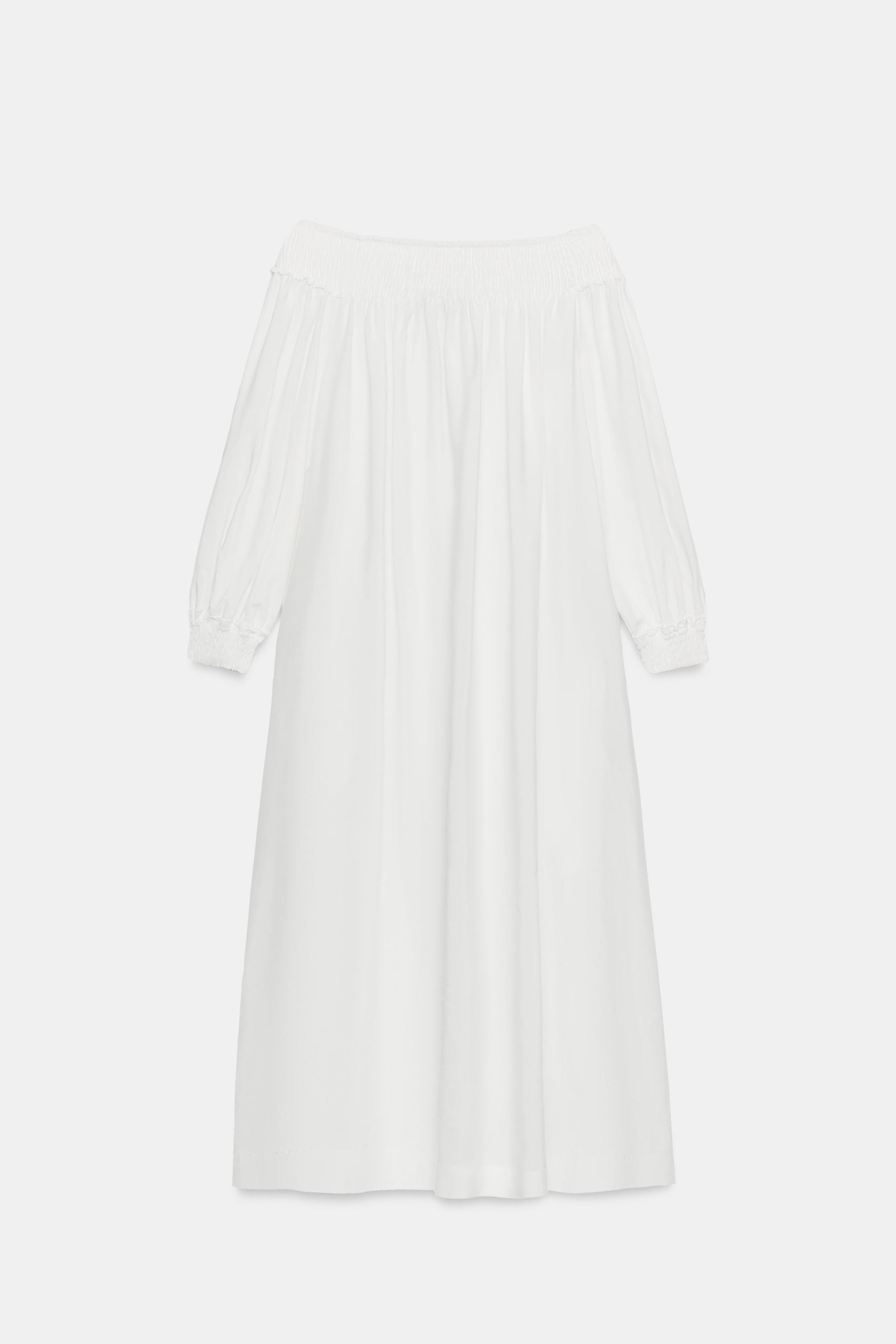 Zara ZW COLLECTION OMUZ DEKOLTELİ MİDİ ELBİSE görsel 7