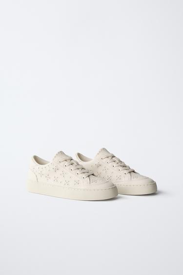 Zara PERFORATED SNEAKERS - White