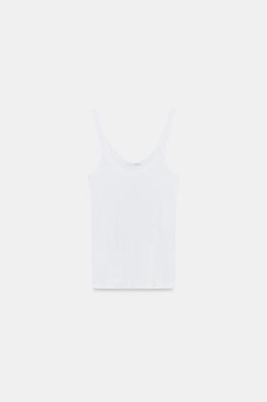 RIBBED VEST TOP - White by Zara