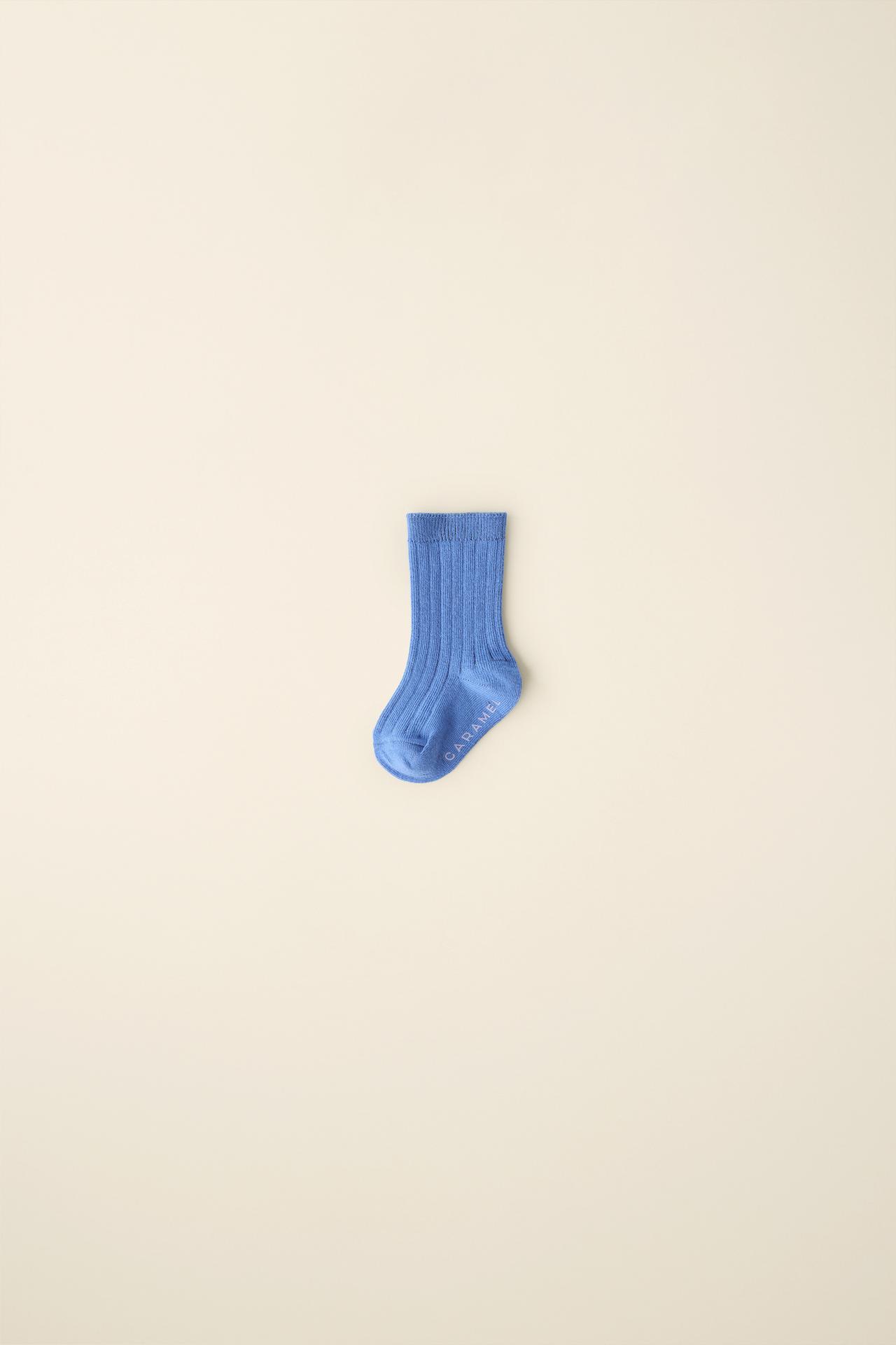 RIBBED LONG SOCKS CREATED BY CARAMEL LONDON X ZARA — Blue