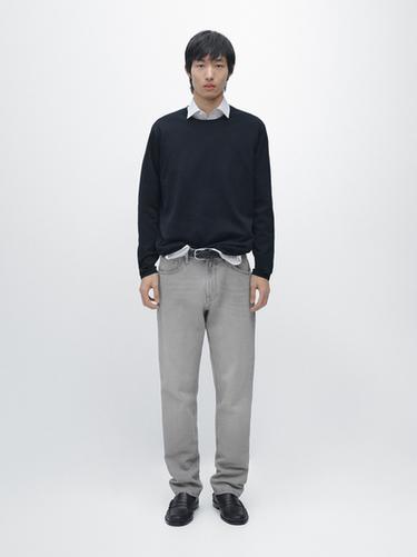 Zara Cotton knit crew neck sweater - Navy blue