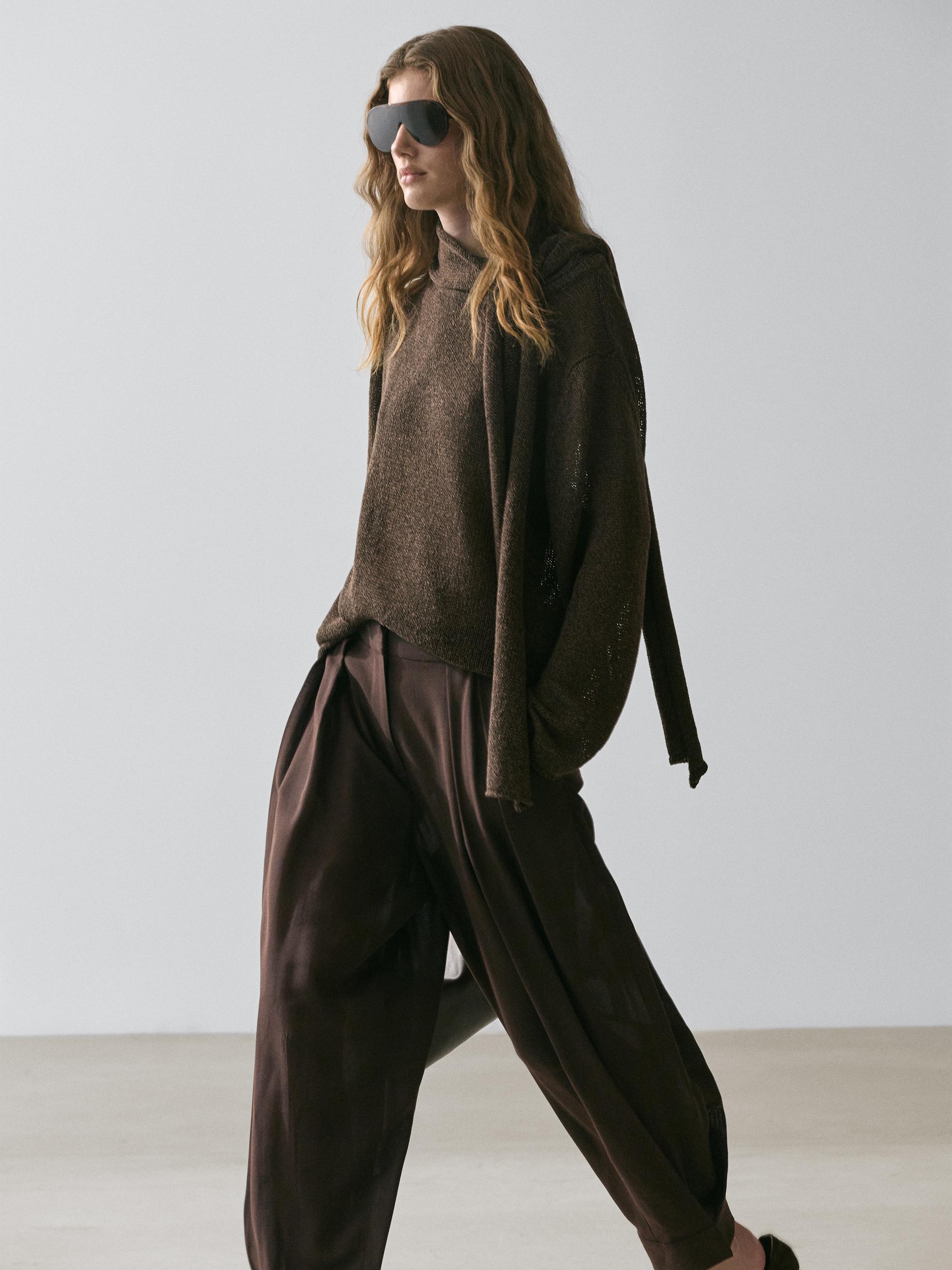 Darted sarouel trousers — Brown