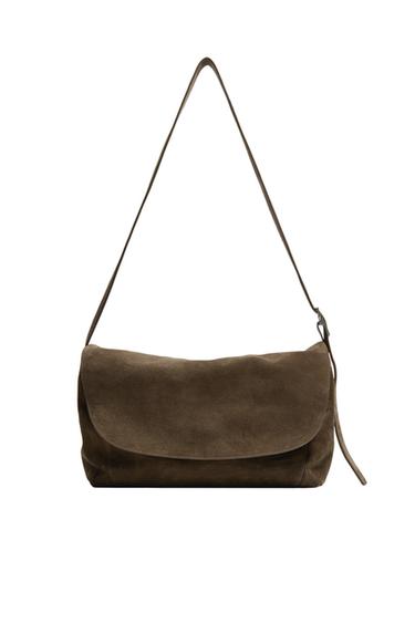 LEATHER CROSSBODY BAG - Brown by Zara