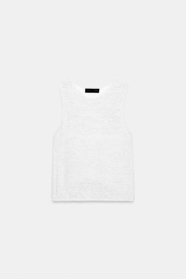 Zara Beyaz - KOLSUZ TRİKO TOP