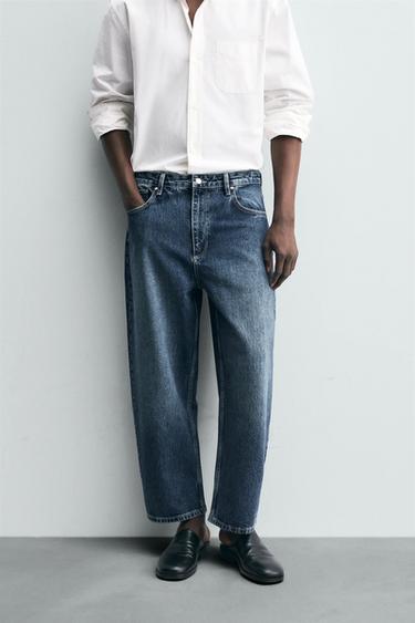 Zara TAPERED WIDE FIT JEANS - Blue