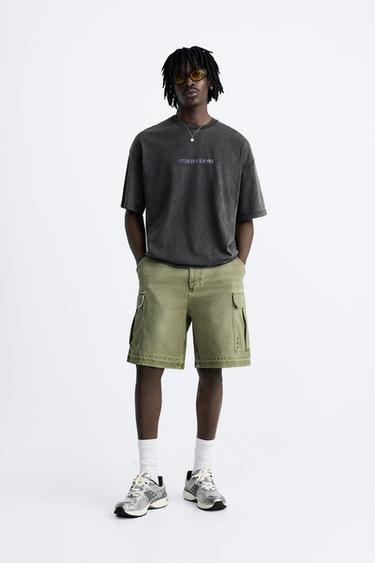BERMUDA CARGO DÉCHIRURES - Kaki foncé de Zara - Image 0