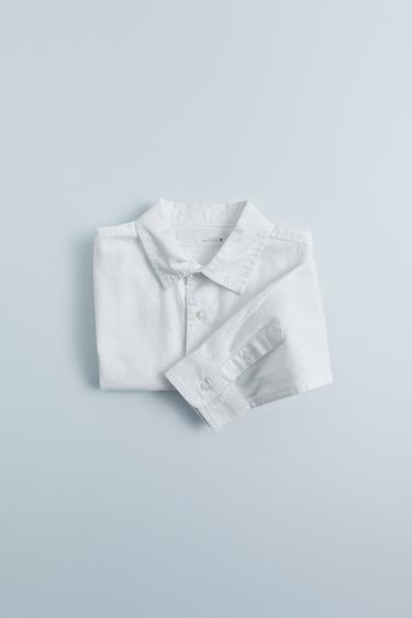 Zara LINEN BLEND SHIRT - White