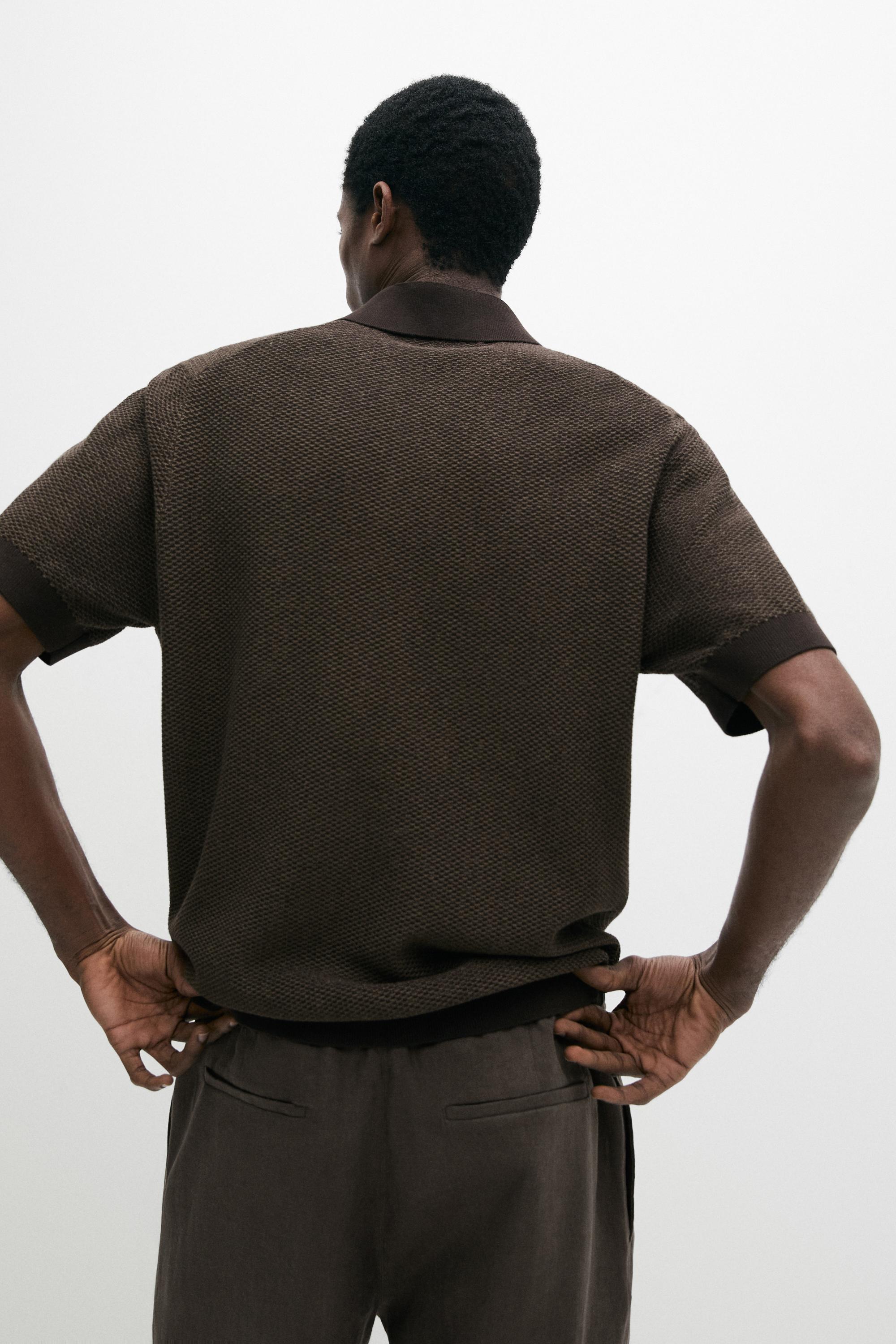 100% cotton textured knit polo sweater