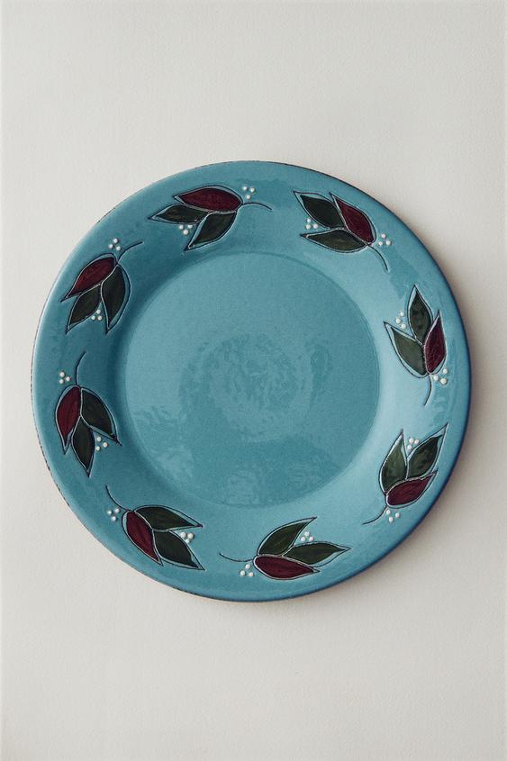 ASSIETTE PLATE FAÏENCE FEUILLES - Gris bleu de Zara - Image 4