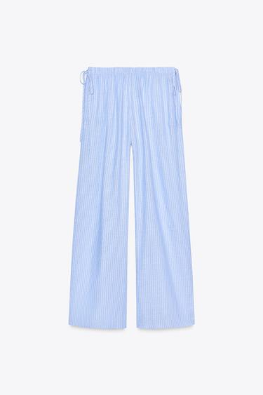 PANTALON PALAZZO RAYURES - Bleu / Blanc de Zara - Image 6
