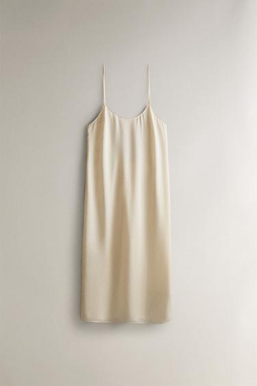 MULBERRY SILK STRAPPY NIGHTDRESS - Ecru by Zara