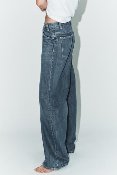JEANS TRF WIDE LEG TAILLE HAUTE CROISÉE - Bleu / Gris de Zara - Image 3