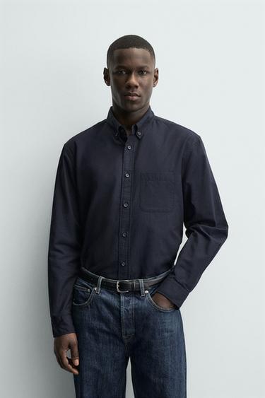 SOFT COTTON SHIRT - Navy blue by Zara