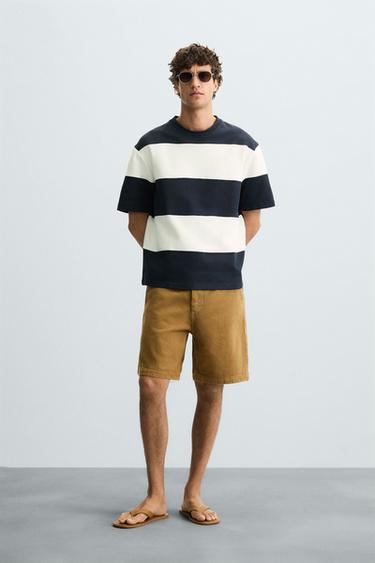 CONTRAST STRIPE SWEATSHIRT - Ecru / Navy by Zara - Image 0