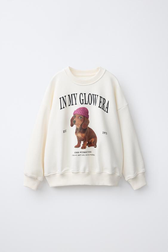 MOLETOM ESTAMPADO CACHORRINHO - Cru da Zara - Imagem 0