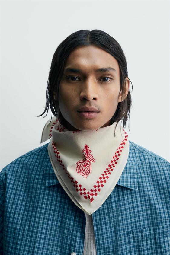 BANDANA ESTAMPADO GEOMÉTRICO GRÁFICO - Crudo de Zara - Imagen 0