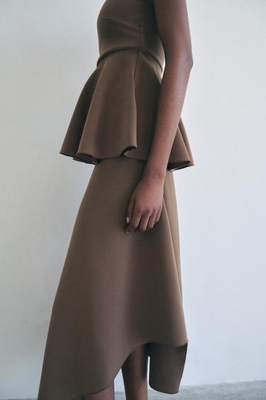 CREPE STRAPLESS TOP - Brown / Taupe by Zara - Image 4
