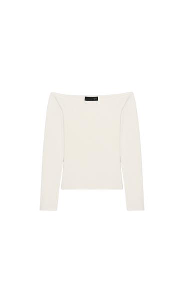 OFF-THE-SHOULDER KNIT TOP - Ecru by Zara