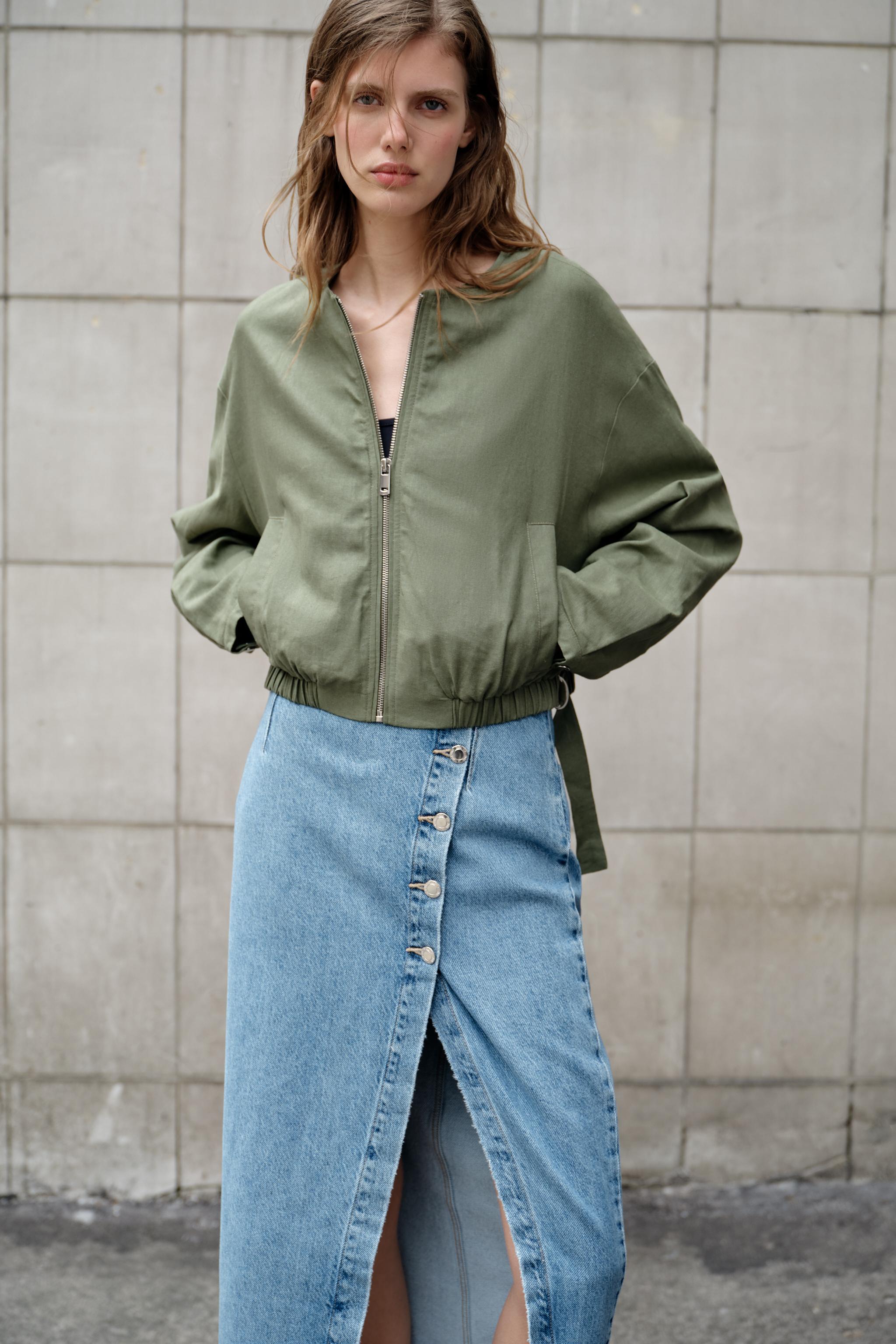 セール特価 sk！ ZARA Mサイズ デニムボンバージャケット 今期 Gジャン 