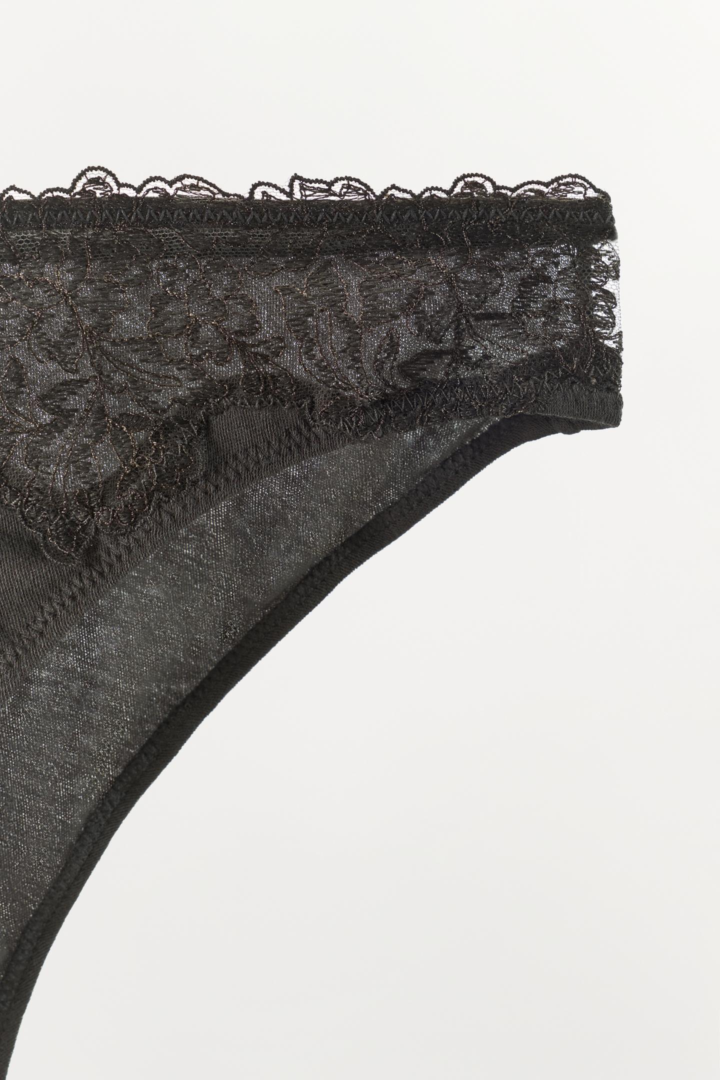 Трусы-брифы, кружево, шёлк — Zara, цвет: Тёмный серый — фото 7
