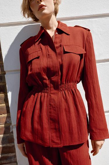 SHOULDER PAD SAFARI JACKET - Reddish by Zara