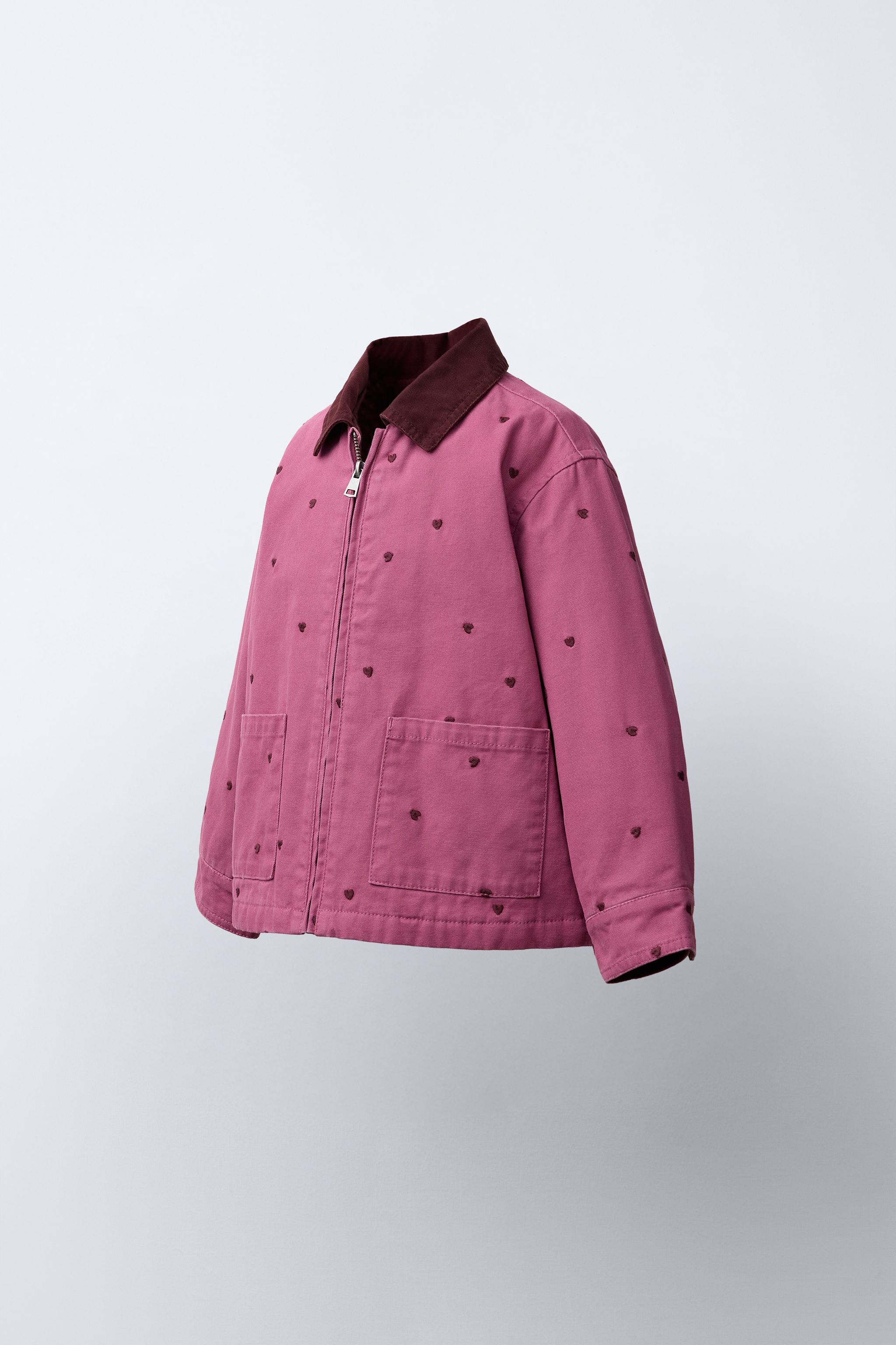Детские куртки Zara EMBROIDERED HEART CANVAS JACKET — фото 3