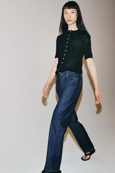 ZW COLLECTION STRAIGHT HIGH-WAIST JEANS - Blue by Zara