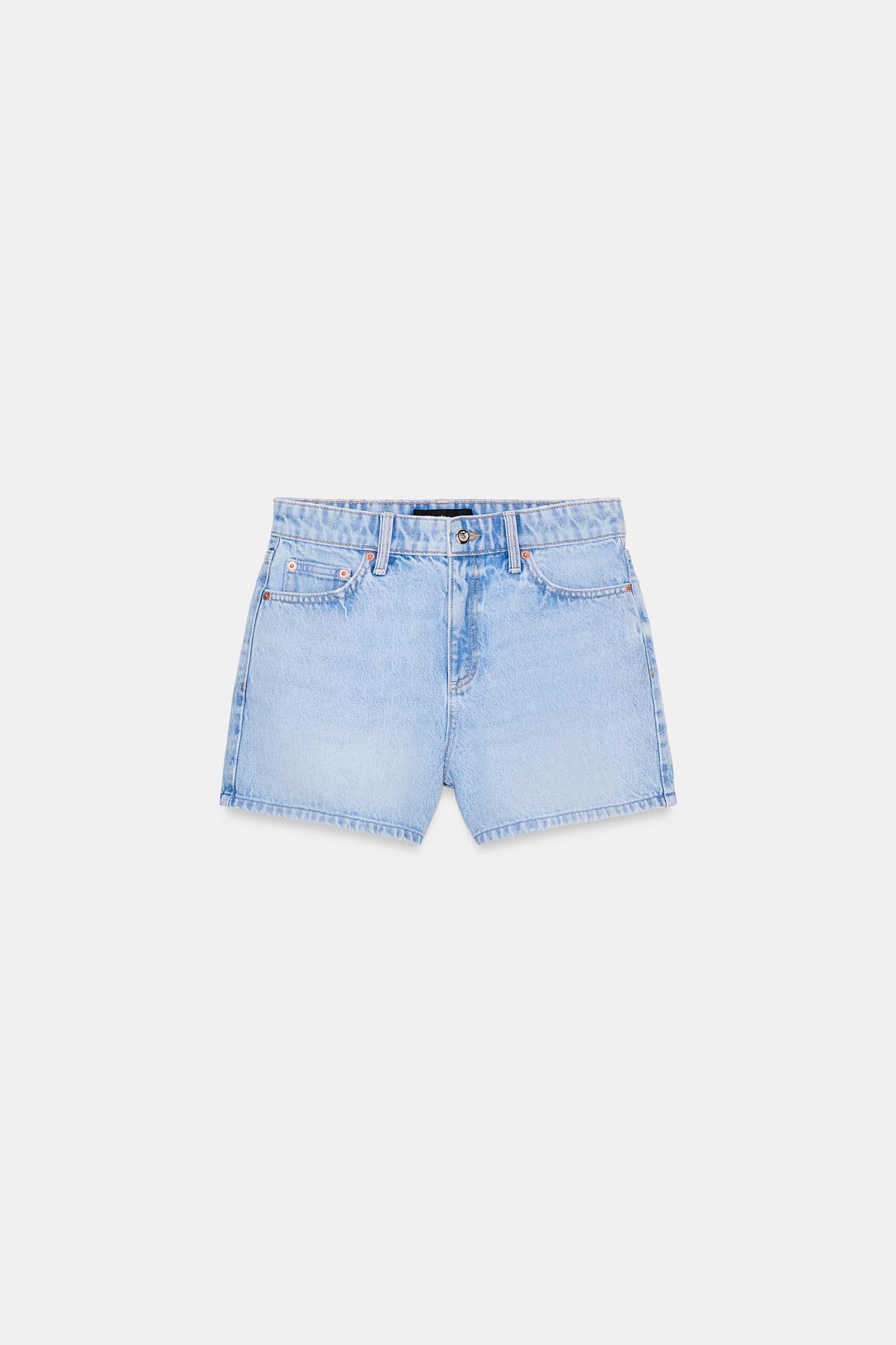 Z1975 MID RISE MOM FIT SHORTS — Light blue