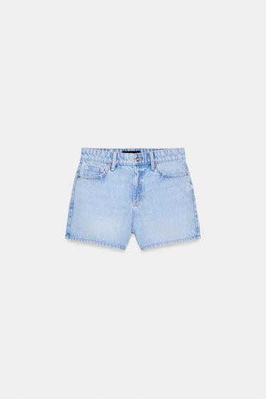 PANTALONS CURTS Z1975 MOM FIT MID WAIST - Blau clar de Zara