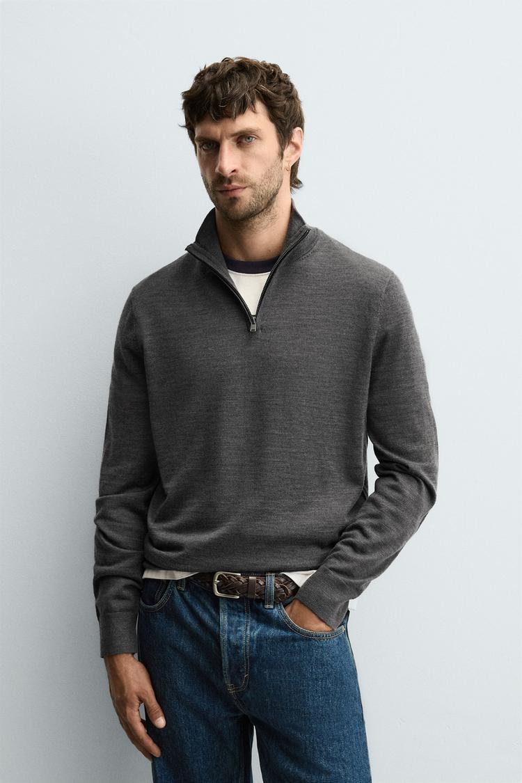 ZARA WOOL QUARTER-ZIP JUMPER