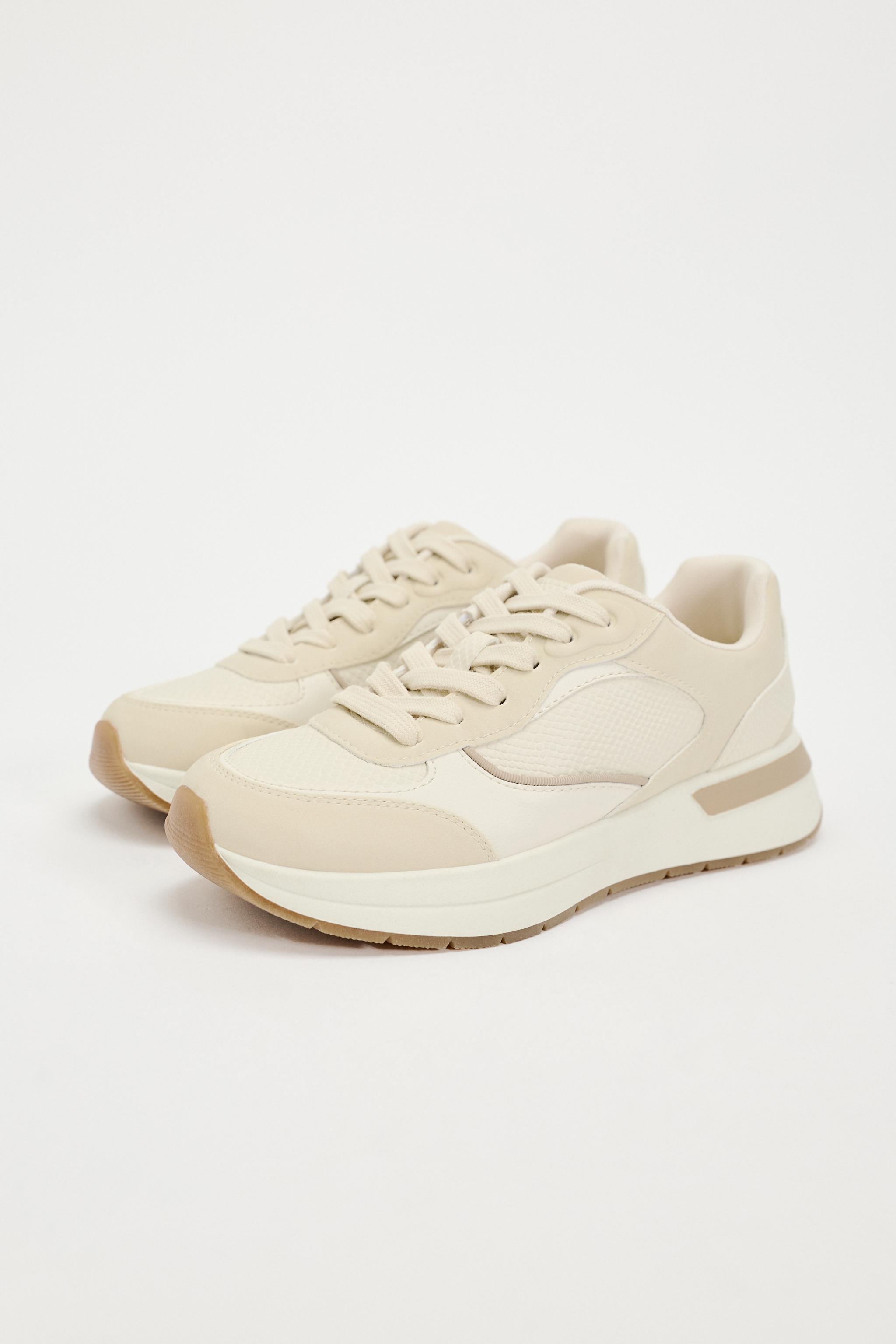 TEXTURED RUNNING SNEAKERS - Off White | ZARA Canada