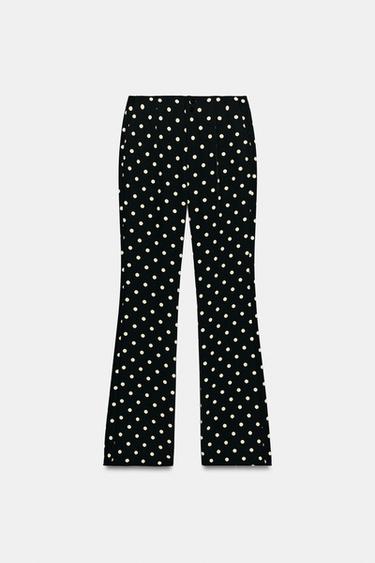 PANTALÓN FLARE LUNARES - Negro / Crudo de Zara - Imagen 0