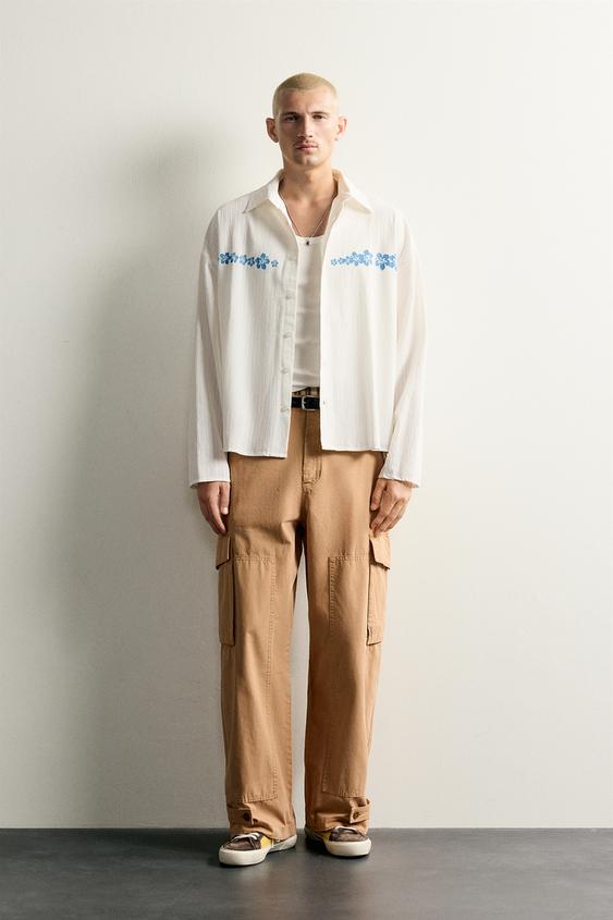 СОРОЧКА RELAXED FIT З КВІТКОВИМ ПРИНТОМ - Білий Zara - Зображення 0