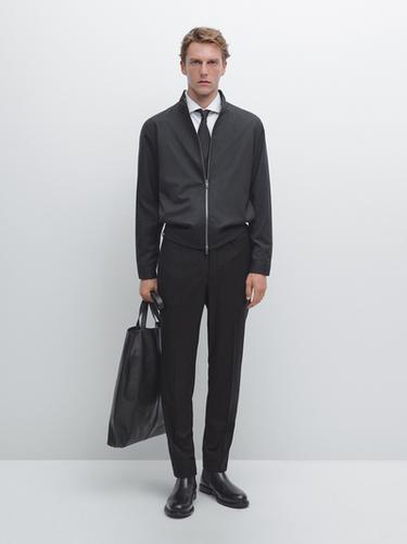 Pantalon flanelle 100 % laine - Bleu marine de Zara - Image 0